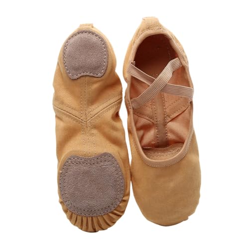 VANZACK Ballettschuhe Damen Voll Elastisch rutschfest Hochwertig Tanzschuhe mit Anti rutsch Sohle Bequem und Strapazierfähig für Ballett Yoga Jazz und Gesellschaftstanz Kamel von VANZACK