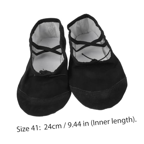 VANZACK Ballettschuhe für Mädchen Canvas mit Geteilten Ledersohlen Atmungsaktiv Leicht mit Elastischen Bändern Vielseitig für und Ballett Schwarz von VANZACK