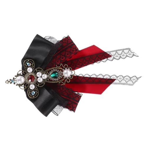 VANZACK Barockspitze Schleifenbrosche Damen Große Anstecknadel mit Kreuz im Vintage Gothic Stil Eleganter Uniform Bowknot für Blusen und Kleider Vielseitige Schmuckbrosche für Festliche von VANZACK