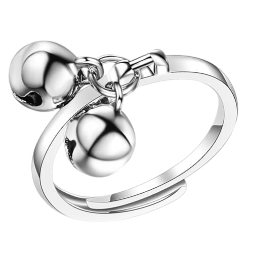 VANZACK Baumelnder Kugel Glockenring für Damen Verstellbarer Offener Ring Modischer Fingerring mit Doppeltem Glocken Design Alltagsoutfits von VANZACK