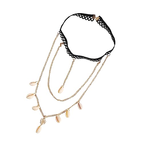 VANZACK Böhmische Beinkette mit Muschelanhänger Elastische Oberschenkelkette für Frauen Körperschmuck für Strand und Partys Fußkette zur Beinverzierung von VANZACK