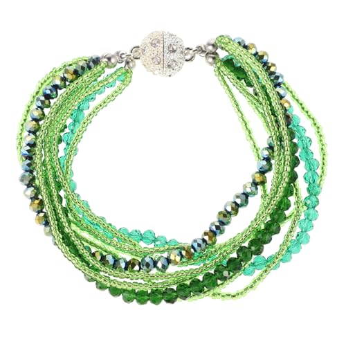 VANZACK Boho Beaded Armband für Damen Mehrschichtiges Funkelndes Armband Grün für Strand Partys und Besondere Anlässe Modeschmuck mit Strahlendem von VANZACK