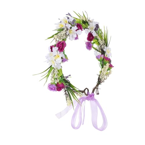 VANZACK Boho Flower Crown Mädchen Haarreif Leichtes Vielseitiges Blumen-haarband für Hochzeit Strandurlaub Festival und Fotoshooting Komfortables Flexibles Blumenkranz-accessoire von VANZACK