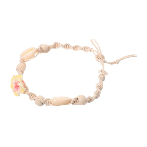 VANZACK Boho Fußkettchen Damen mit Muschel und Handgeflochtenem Band Verstellbares Armband Schmuck für Sommer Strand Leicht und Langlebig Modisches für Frauen von VANZACK