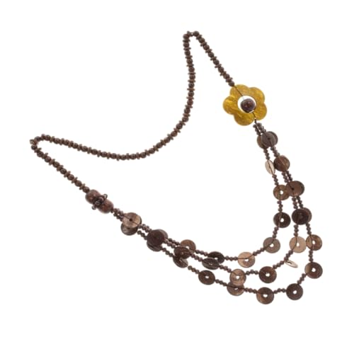 VANZACK Boho Holzperlen Halskette Damen Retro Handgefertigt Kokosnuss Shell Strand Schmuck Naturmaterial von VANZACK