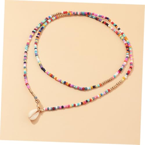 VANZACK Bunte Boho Perlenkette Damen Leichte Kunststoff Halskette Clavicle Style Schmuck für Alltag Party Büro und Reise von VANZACK