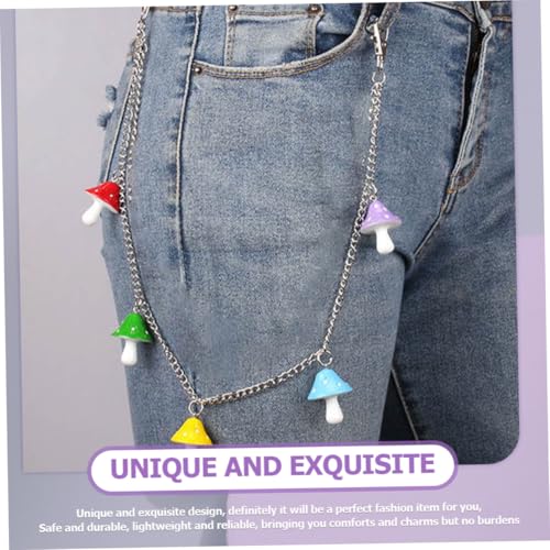 VANZACK Bunte Pilz Hosenkette aus Kunststoff Einlagige Jeans Pants Chain für Damen und Mädchen Stylische Hüftkette mit Individuellem Design Geeignet für Party Club Freizeit und von VANZACK