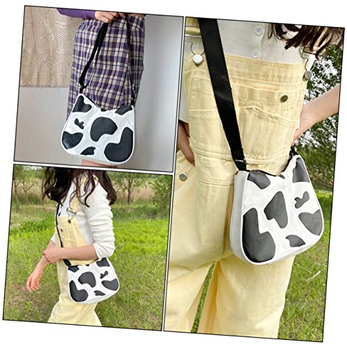 VANZACK Canvas Bag Damen Umhängetasche mit Verstellbarem Schultergurt Langlebige Segeltuchtasche mit Kleinem Kuhmuster Modisch für Alltag Shopping und Freizeit Geeignet von VANZACK