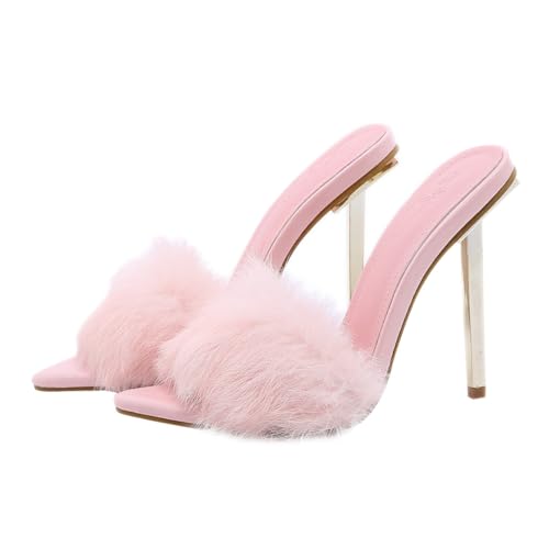 VANZACK Chic Damen Sandalen mit Hohem Dünnem Absatz Atmungsaktive Leichte Sommerpantolette Rutschfeste Sohle Modische Bequeme Schuhe für Frauen und Mädchen Langlebig und Figurformend von VANZACK