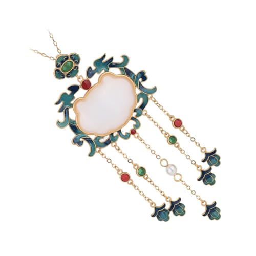 VANZACK Chinesische Halskette Mit Schlossanhänger Aus Synthetischer Jade Retro Schlüsselbeinkette Für Damen 24k Vergoldet Elegantes Accessoire Für Themenpartys Und Verabredungen von VANZACK