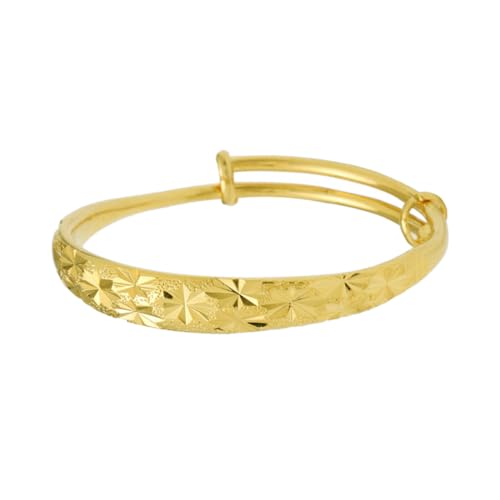 VANZACK Damen Armreif Dickem Messing mit Push Pull Mechanismus Modisches Einfaches Schmuckstück Alluvialgoldoptik Langlebig Hautfreundlich als für Frauen und Mädchen von VANZACK