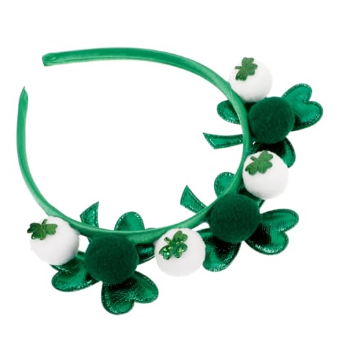 VANZACK Damen Haarschmuck Shamrock Stirnband mit Pompons Festliches Accessoire für Patrick's Day Farbenfrohes Haarband für Frauen für Partys und Besondere Anlässe von VANZACK