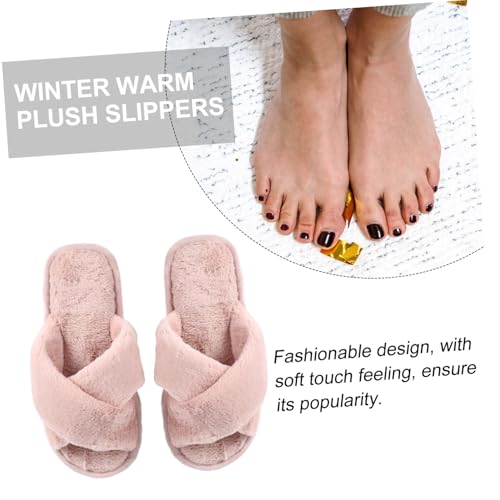 VANZACK Damen Hausschuhe Herbst Winter Plüschpantoffeln Offene Zehen Warm Gefüttert Komfortable Slipper Ergonomisch Geformt Sanft Und Strapazierfähig Für Zuhause von VANZACK