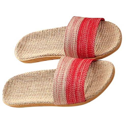 VANZACK Damen Hausschuhe Sommer Weiche Atmungsaktive Innenbereich Slippers Rutschfest Leichtgewichtige Bequeme Pantoffeln Mit Dickem Weichem Sohle Für Haus Und Reise Rot von VANZACK