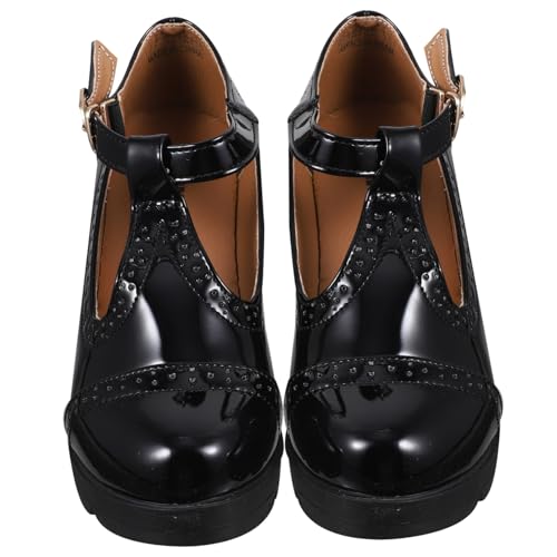 VANZACK Damen High Heels mit Klobigem Absatz rutschfest und Sommer Schuhe mit Rundem Zehenbereich wasserdichte Plateau Pumps für Arbeit und Alltag Eleganter Stil in Schwarz von VANZACK