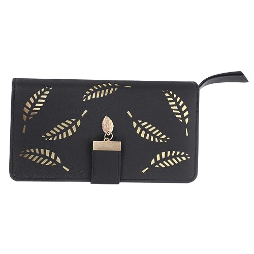 VANZACK Damen Leder Clutch Geldbörse Lang mit Reißverschluss Modische Hohlblatt Handtasche für Frauen Viele Fächer für Kreditkarten Kompakte Leichte Handgelenktasche für Party und Alltag von VANZACK