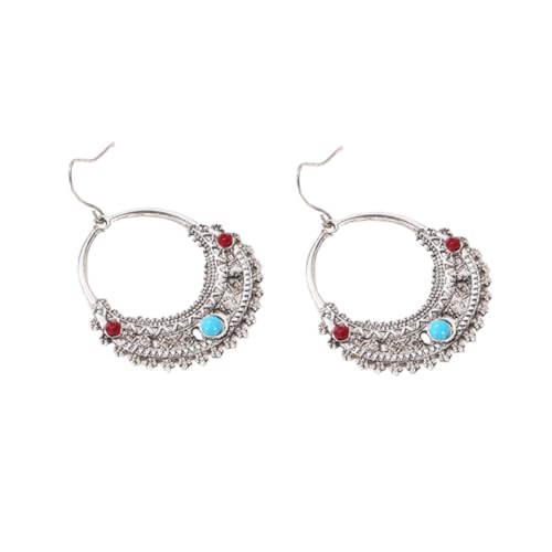 VANZACK Damen Ohrhänger Retro Hohlraum Gravur Halbmond Ohrringe mit Türkis Schmuck für Alltag und VANZACK Damen Ohrhänger Retro Hohlraum Gravur Halbmond Ohrringe mit Türkis Schmuck für Alltag und von VANZACK