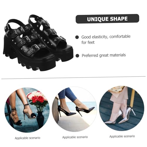 VANZACK Damen Punk Nieten Sandalen mit Dicker Sohle Rutschfest Grober Absatz Modische Römische Plateau Schuhe Angenehm für Alltag und Reisen von VANZACK
