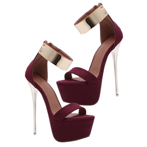 VANZACK Damen Sandalen mit Dünnem Absatz Wasserdichte Plateausandaletten Modische Sommer Schuhe in Schwarz Rutschfeste High Heel Sandalen für Strand und Alltag von VANZACK