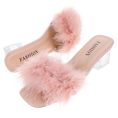 VANZACK Damen Sommer Slipper mit Chunky Heel Atmungsaktive Offene Zehen Sandalen aus PU und Gummi Modische Hausschuhe für Strand und Freizeit Komfortabel und Langlebig von VANZACK