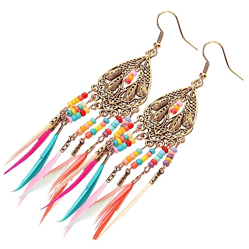 VANZACK Damen Tropfenohrringe Federohrringe Mit Quaste Und Perlen Ohrschmuck Für Partys Und Alltag von VANZACK