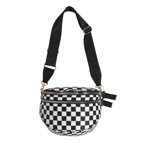 VANZACK Damen Umhängetasche Umhängetasche Karierte Geldbörse Polyester Schwarz von VANZACK