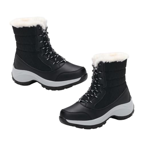 VANZACK Schneestiefel Damen Winter Gefüttert Warm Mit Kunstfell Für Damen Mädchen Zum Schnüren Plateauschuhe Wasserdichte Rutschfeste Herbst Winter Schuhe Komfortable Schuhe Für von VANZACK