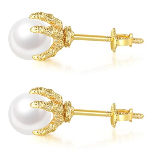 VANZACK Drachenklauen Ohrstecker mit Weißen Perlen Herren und Damen Punk Studs Ohrringe Modisch Elegant Alloy Schmuck für Partys und Alltag von VANZACK