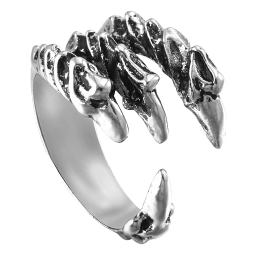 VANZACK Drachenklauen Ring Herren Damen Schmuck Einstellbar Offener Vintage Punk Stil Modisch Geburtstag Halloween Festival von VANZACK