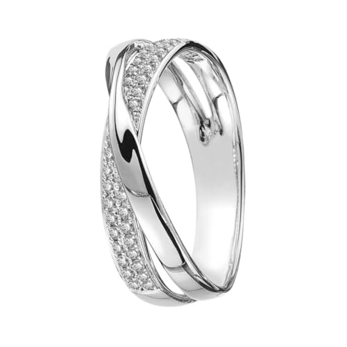 VANZACK Einfacher X Förmiger Zirkonia Ring für Frauen Modisches Fingeraccessoire für Club Cosplay und Partys Platinsilberfarben von VANZACK