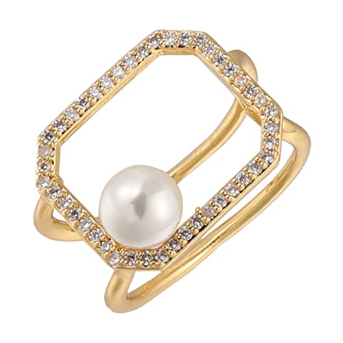 VANZACK Einstellbarer Ring für Frauen Eleganter Perlenschmuck Perfektes für Modischer Rhinestone Ring Goldfarbene Ausführung Vielseitig Einsetzbar VANZACK Einstellbarer Ring für Frauen Eleganter Perlenschmuck Perfektes für Modischer Rhinestone Ring Goldfarbene Ausführung Vielseitig Einsetzbar von VANZACK
