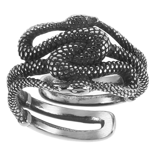 VANZACK Einstellbarer Snake Ring aus Langlebigem Edelstahl Vintage Punk Design Offener Fingerring für Herren und Damen Modischer Retro Schmuck mit Schlangenmotiv Robust und von VANZACK