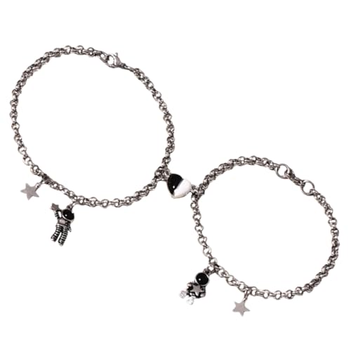 VANZACK Einstellbares Edelstahl Partnerarmband mit Astronaut Motiv Langlebig und Komfortabel Modisches Schmuckstück für Symbolisiert Enge Verbundenheit Geeignet als Geschenk für Paare von VANZACK