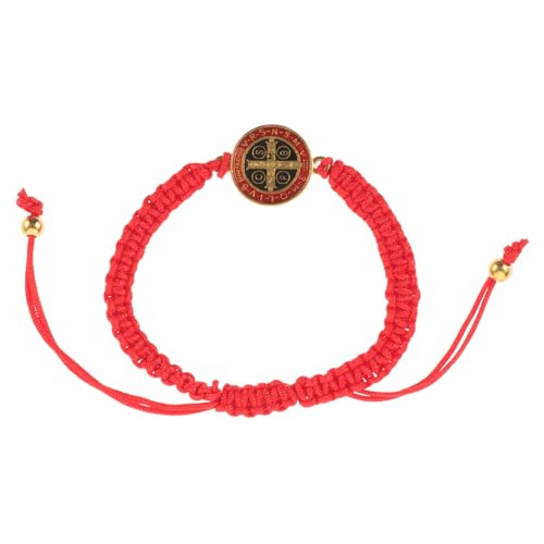 VANZACK Einstellbares Katholisches Saint Benedict Armband Handgewebtem Roten Faden Religiöses Schutzarmband für Männer und Frauen Langlebiges und Modisches Gebetsschmuckstück von VANZACK