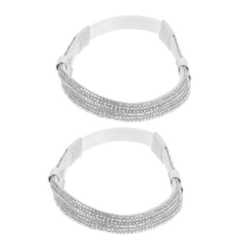 VANZACK Elastische Abnehmbare High Heel Schuhriemen Rutsch Ersatz Fersengurte für Damen Bequemes Tragen Verhindert Absatzausfall Passend für High Heels Silber mit Strass von VANZACK