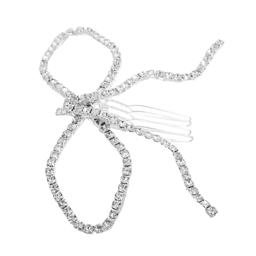 VANZACK Eleganter Haarschmuck Hochzeit Silberner Strass Haarkamm Schmetterlingsknoten Brautschmuck Für Braut Hochsteckfrisur Accessoire Damen Festliche Frisur von VANZACK