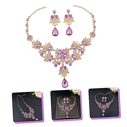 VANZACK Elegantes Brautschmuckset Teardrop Ohrringe und Halskette Funkelndes Schmuckset für Hochzeit Verlobung Geburtstag und Festliche Anlässe Rosegoldfarbene Modischer Schmuck von VANZACK