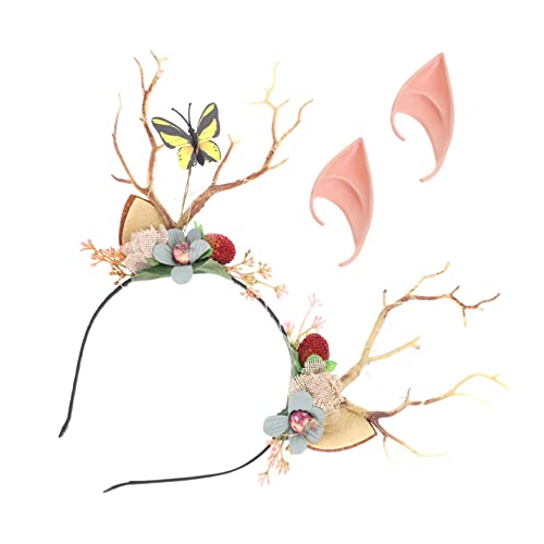 VANZACK Elfenohren Haarreif mit Licht Teiliges Set mit Rentiergeweih und Feenohren für Cosplay Halloween Kostümpartys und von VANZACK