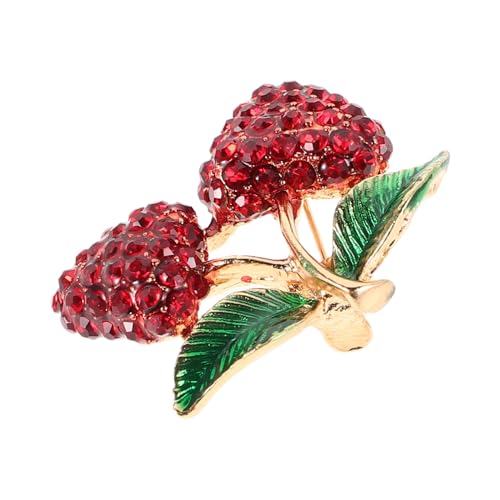 VANZACK Erdbeerbrosche Mit Strasssteinen Anstecknadel Für Damen Schalverschlussnadel Aus Strass-mantelnadel Brosche Für Kleidung Und Taschen von VANZACK
