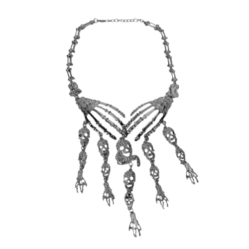 VANZACK Extravaganter Mehrlagiger Halloween Schädel Halskette Robuste Clavicle Chain Halsdekoration Einzigartiges Design für Halloween Kostüm und Party von VANZACK