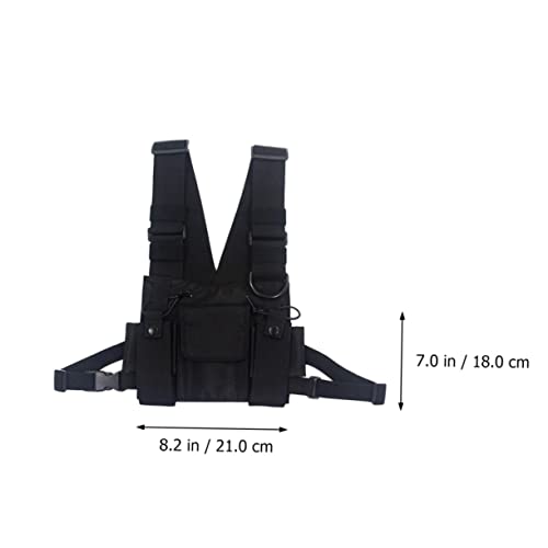 VANZACK Fashionable Schwarze Brusttasche im Vest Stil mit Multifunktionalen Fächern Verstellbarem Tragegurt und Cooler Utility für Party Streetwear und Alltag von VANZACK