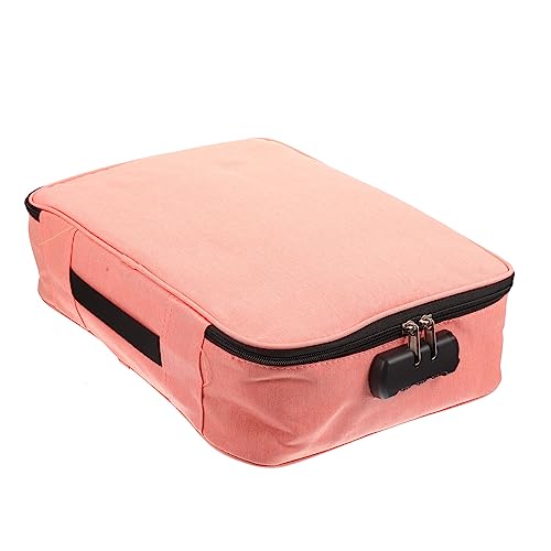 VANZACK Feuerfeste Aufbewahrungsbox Faltbar Aktentasche Verpackung Vorratsbehälter Sichere Aufbewahrungstasche Taschen Aktenschrank-Ordner Dateiordner-Organizer Rosa Kationischer Stoff von VANZACK