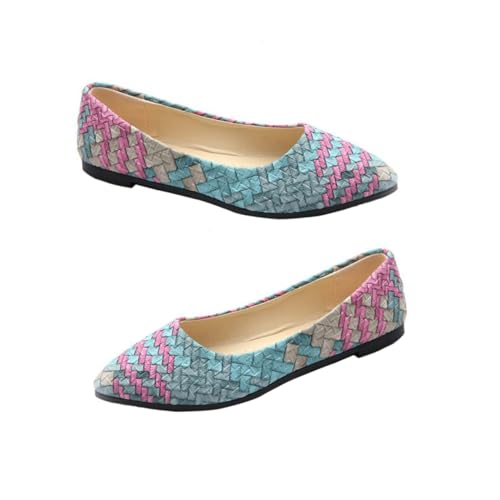 VANZACK Flache Damen Ballerinas Atmungsaktive PU Schuhe Jahreszeiten Leichte Alltagsschuhe Komfortable Flache Pumps für Büro Schule Freizeit von VANZACK