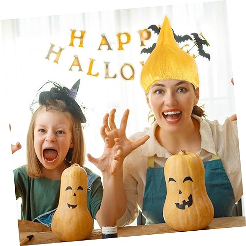 VANZACK Flammenförmige Cosplay Perücke aus Langlebigem K Seide Material Gelbe Troll Festival Perücke für Halloween Karneval Kostüm Party Hautfreundlich und Detailgetreu Gestaltet von VANZACK