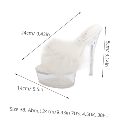 VANZACK Fluffy High heel Sandalen Damen Transparent Outdoor Sandaletten Komfortabel Hautfreundlich Geschenkidee Modisch Elegant von VANZACK