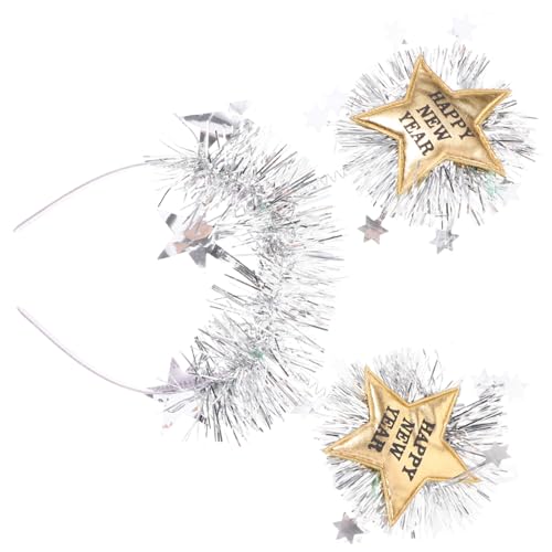 VANZACK Frohes Neues Jahr Stirnband Mit Stern Lametta Für Neujahr Party Glitzer Stirnband Dekorativ Für Silvester Fest Für Damen von VANZACK