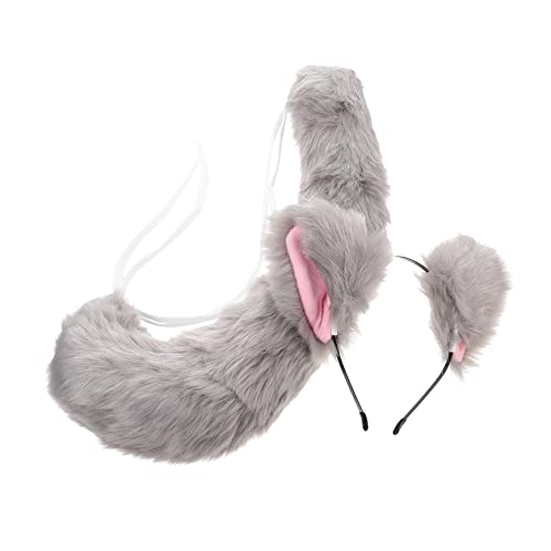 VANZACK Fuchsohren Set Teiliges Cosplay Zubehör für Grauer Haarreif mit Kunstpelz für Partys Geburtstage und Festivals Langlebig und Perfektes Kostümaccessoire für Mädchen von VANZACK