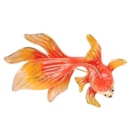 VANZACK Goldfisch Brosche Emaille Tier Anstecknadel Damen Kleidung Schmuck Schmuckbrosche für Pullover Kleid Schal Party von VANZACK