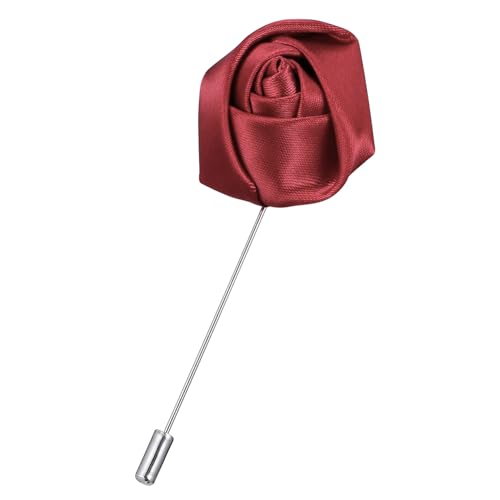 VANZACK Krawattennadel Für Herren Weinrot Mit Blume Handgefertigte Brosche Knopflochblume Oder Reversnadel Geeignet von VANZACK