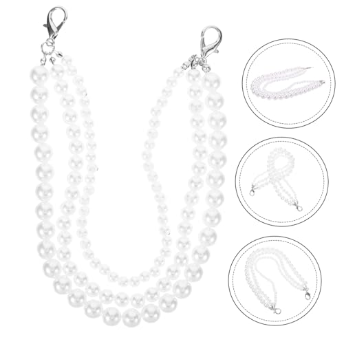 VANZACK Handgefertigte Perlen Schuhkette Damen Sneaker Charms Dreischichtige Weiße Perlen Langlebige Handgewebte Schuhdekoration Modische Kettenschmuck für Frauen Vielseitig und Elegant von VANZACK